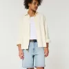 Above-the-Knee Distressed Loose Denim Shorts,Above-the-Knee Distressed Loose Denim Shorts