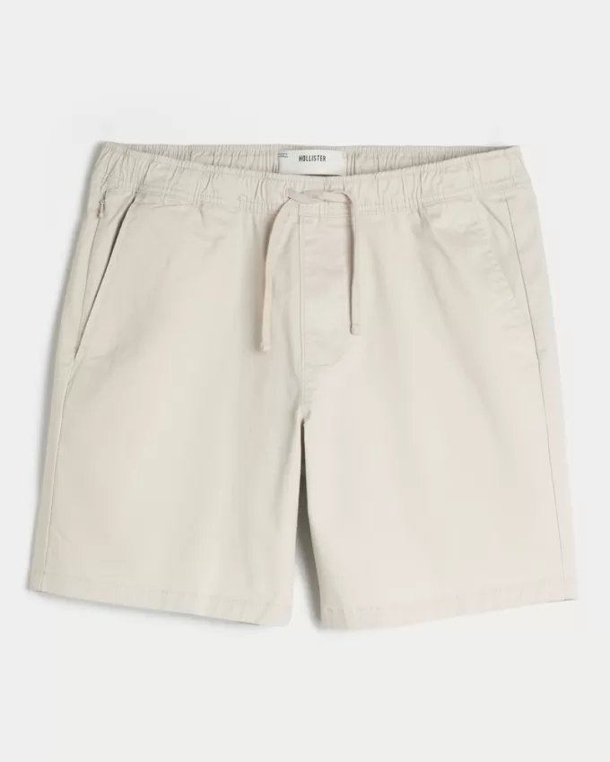 Above-the-Knee Twill Pull-On Shorts,Above-the-Knee Twill Pull-On Shorts