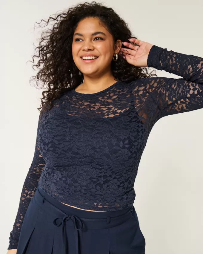 All-Over Lace Crew Top,All-Over Lace Crew Top All-Over Lace Crew Top,All-Over Lace Crew Top