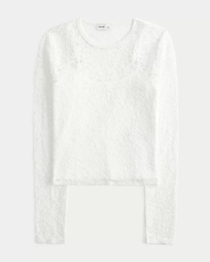 All-Over Lace Crew Top,All-Over Lace Crew Top All-Over Lace Crew Top,All-Over Lace Crew Top