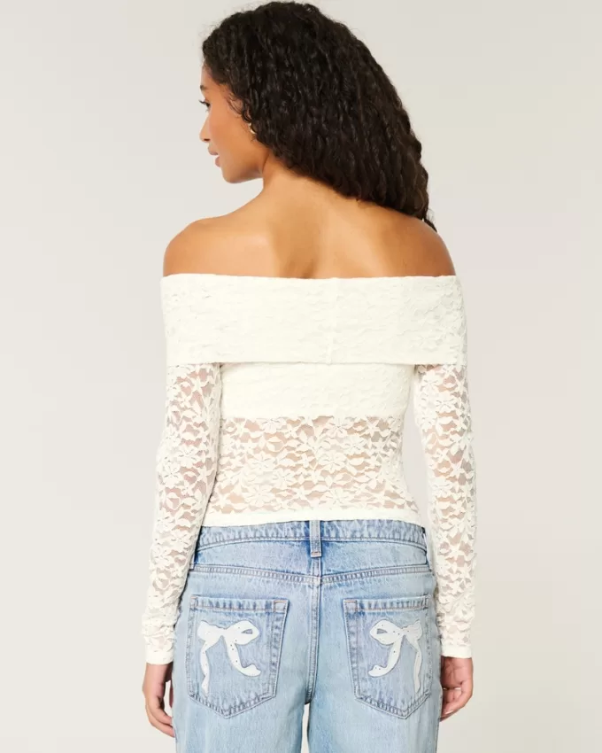 All-Over Lace Off-the-Shoulder Top,All-Over Lace Off-the-Shoulder Top