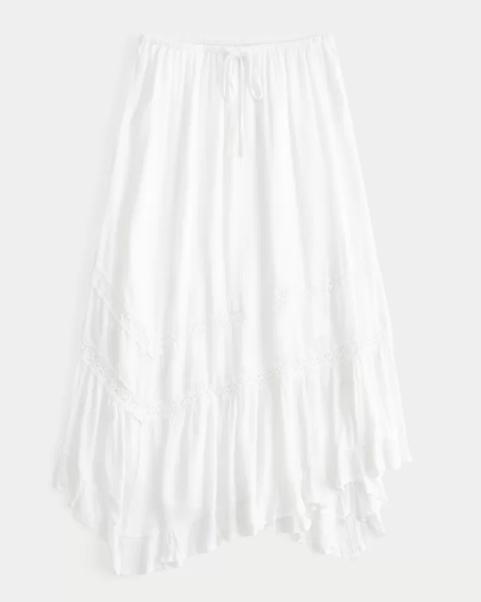 Asymmetrical Hem Maxi Skirt,Asymmetrical Hem Maxi Skirt