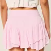 Asymmetrical Hem Tiered Mini Skort,Asymmetrical Hem Tiered Mini Skort