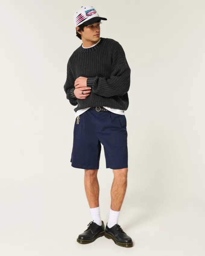 At-the-Knee Baggy Bermuda Shorts,At-the-Knee Baggy Bermuda Shorts