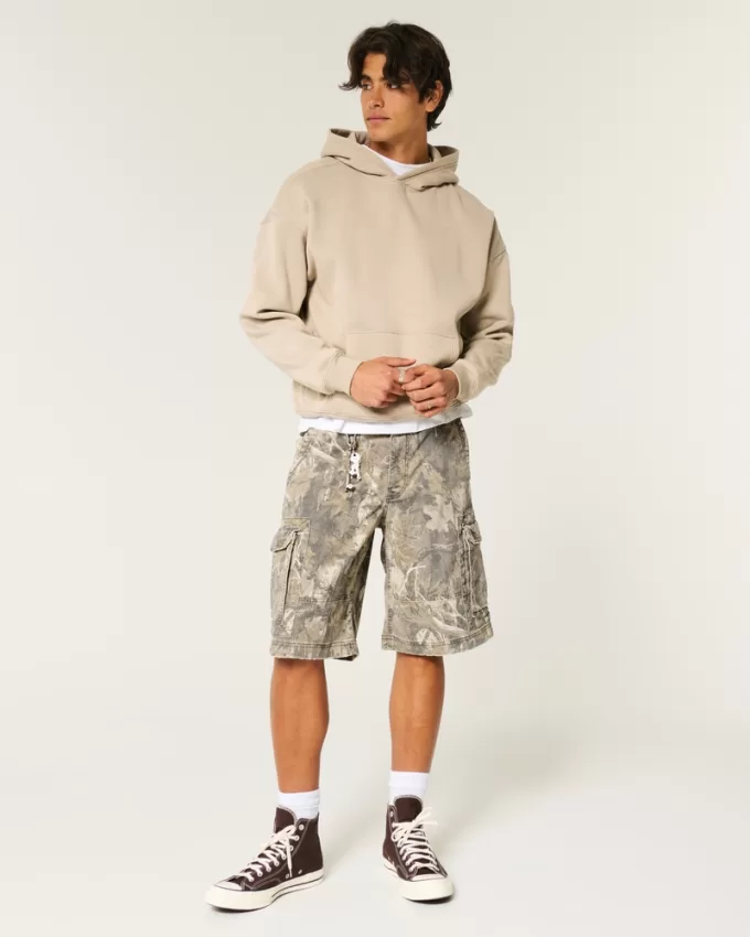 At-the-Knee Camo Baggy Cargo Shorts,At-the-Knee Camo Baggy Cargo Shorts