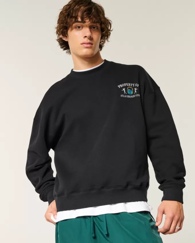 Boxy Atlas Bronze Gym Graphic Crew Sweatshirt,Boxy Atlas Bronze Gym Graphic Crew Sweatshirt Boxy Atlas Bronze Gym Graphic Crew Sweatshirt,Boxy Atlas Bronze Gym Graphic Crew Sweatshirt