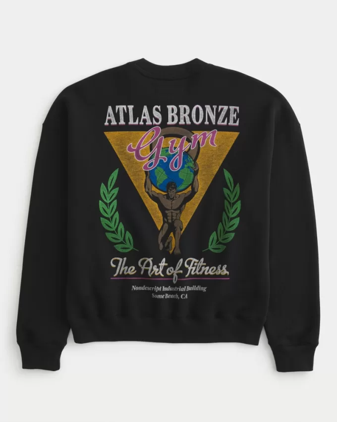 Boxy Atlas Bronze Gym Graphic Crew Sweatshirt,Boxy Atlas Bronze Gym Graphic Crew Sweatshirt Boxy Atlas Bronze Gym Graphic Crew Sweatshirt,Boxy Atlas Bronze Gym Graphic Crew Sweatshirt