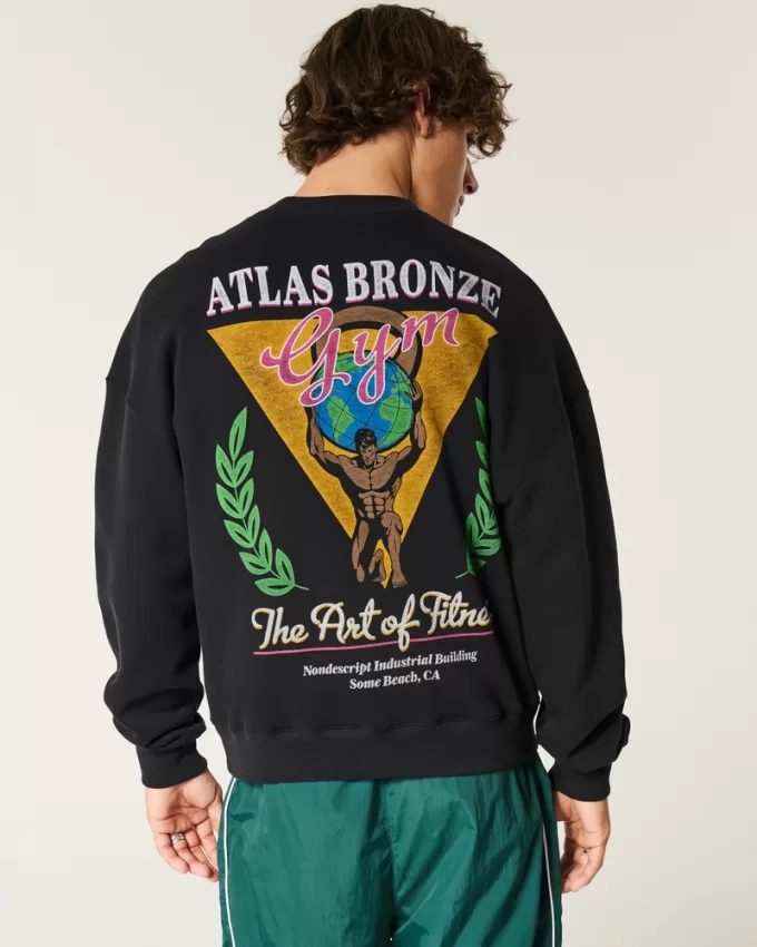 Boxy Atlas Bronze Gym Graphic Crew Sweatshirt,Boxy Atlas Bronze Gym Graphic Crew Sweatshirt Boxy Atlas Bronze Gym Graphic Crew Sweatshirt,Boxy Atlas Bronze Gym Graphic Crew Sweatshirt