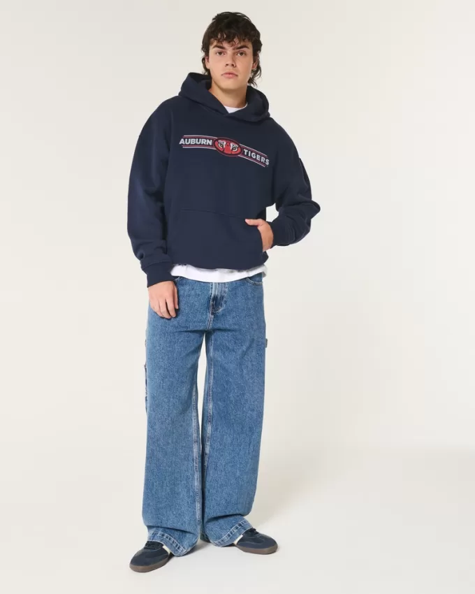 Boxy Auburn University Tigers Graphic Hoodie,Boxy Auburn University Tigers Graphic Hoodie