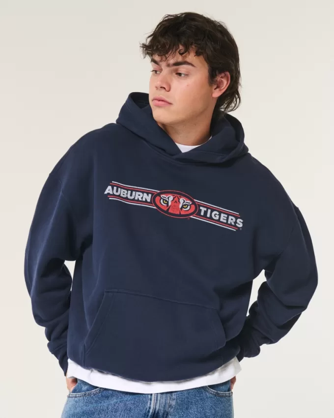 Boxy Auburn University Tigers Graphic Hoodie,Boxy Auburn University Tigers Graphic Hoodie