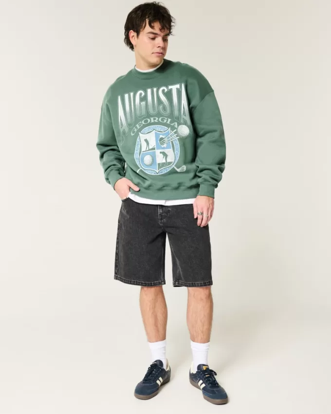 Boxy Augusta Golf Graphic Crew Sweatshirt,Boxy Augusta Golf Graphic Crew Sweatshirt