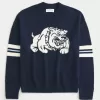 Boxy Bulldog Graphic Crew Sweater,Boxy Bulldog Graphic Crew Sweater