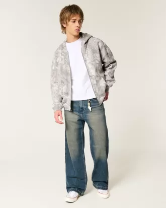 Boxy Camo Zip-Up Hoodie,Boxy Camo Zip-Up Hoodie