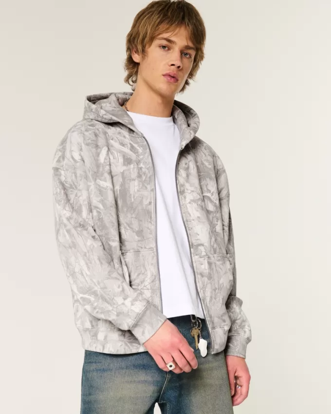Boxy Camo Zip-Up Hoodie,Boxy Camo Zip-Up Hoodie Boxy Camo Zip-Up Hoodie,Boxy Camo Zip-Up Hoodie
