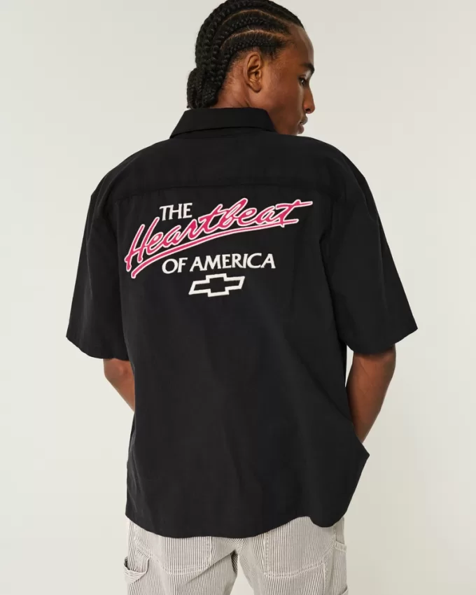 Boxy Chevrolet Graphic Workwear Shirt,Boxy Chevrolet Graphic Workwear Shirt