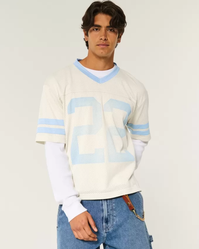 Boxy Crop Mesh Graphic Football Jersey,Boxy Crop Mesh Graphic Football Jersey Boxy Crop Mesh Graphic Football Jersey,Boxy Crop Mesh Graphic Football Jersey