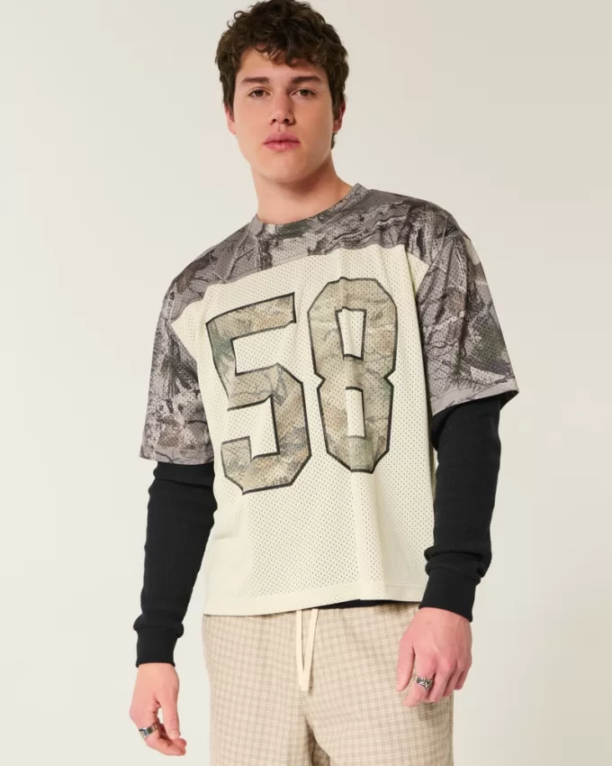 Boxy Crop Mesh Graphic Football Jersey,Boxy Crop Mesh Graphic Football Jersey Boxy Crop Mesh Graphic Football Jersey,Boxy Crop Mesh Graphic Football Jersey