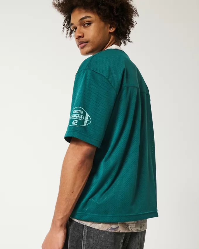 Boxy Crop Mesh Kingston Graphic Football Jersey,Boxy Crop Mesh Kingston Graphic Football Jersey
