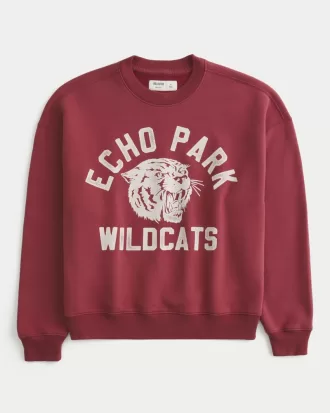 Boxy Echo Park Wildcats Graphic Crew Sweatshirt,Boxy Echo Park Wildcats Graphic Crew Sweatshirt