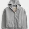 Boxy Faux Shearling-Lined Zip-Up Hoodie,Boxy Faux Shearling-Lined Zip-Up Hoodie