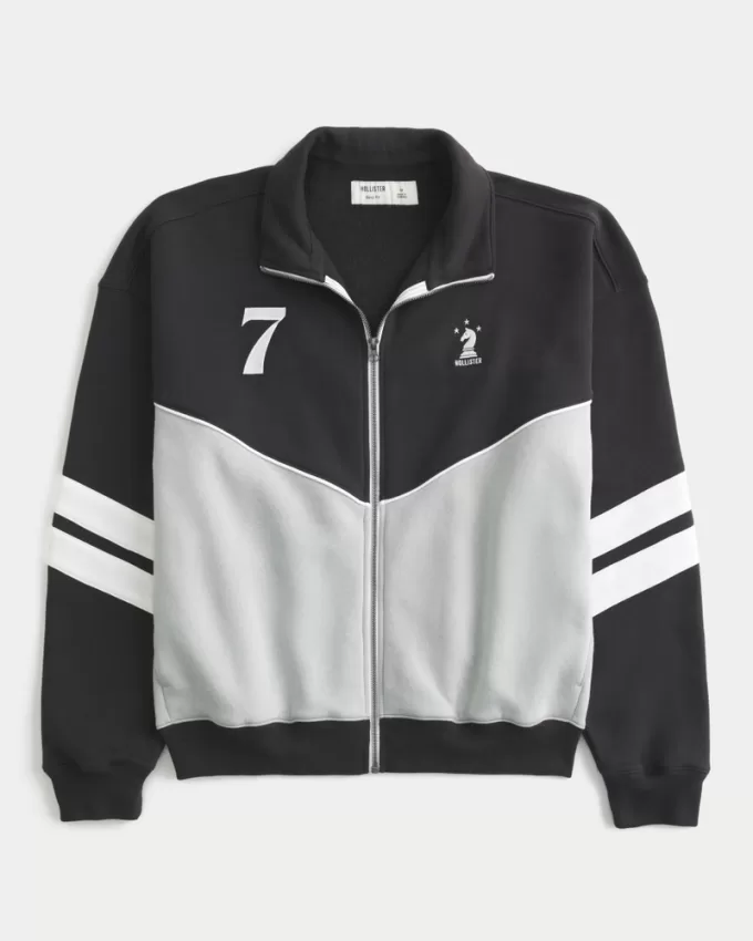 Boxy Fleece Logo Track Jacket,Boxy Fleece Logo Track Jacket