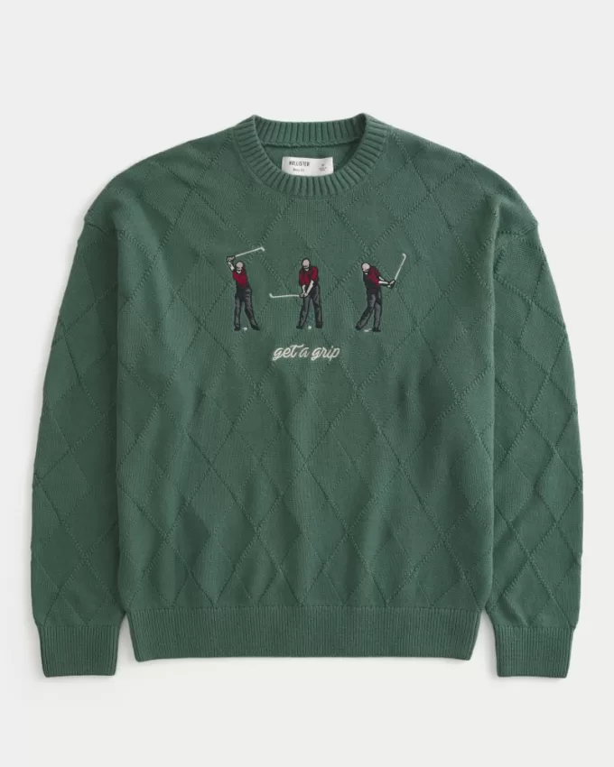 Boxy Golf Graphic Crew Sweater,Boxy Golf Graphic Crew Sweater Boxy Golf Graphic Crew Sweater,Boxy Golf Graphic Crew Sweater