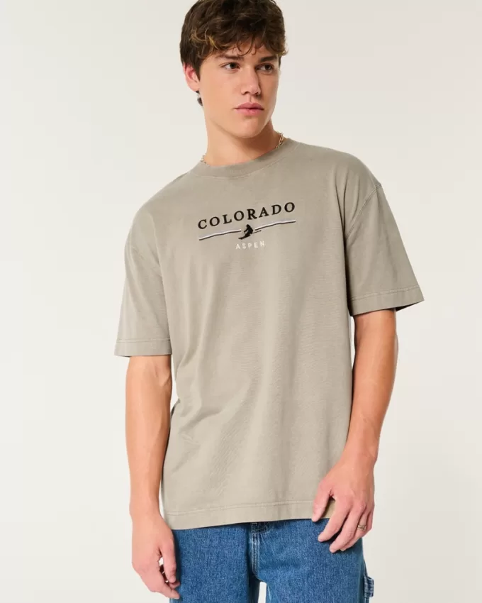 Boxy Heavyweight Aspen Colorado Graphic Tee,Boxy Heavyweight Aspen Colorado Graphic Tee