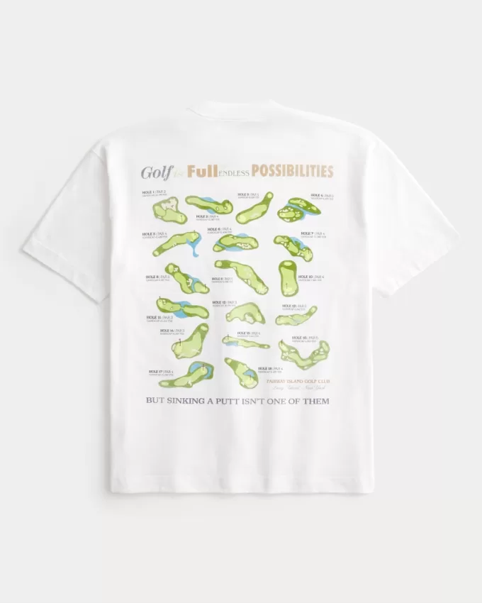 Boxy Heavyweight Fairway island Golf Club Graphic Tee,Boxy Heavyweight Fairway island Golf Club Graphic Tee