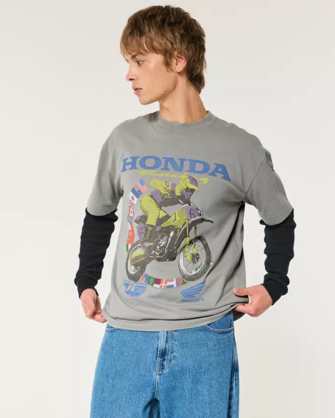 Boxy Heavyweight Honda Racing Graphic Tee,Boxy Heavyweight Honda Racing Graphic Tee
