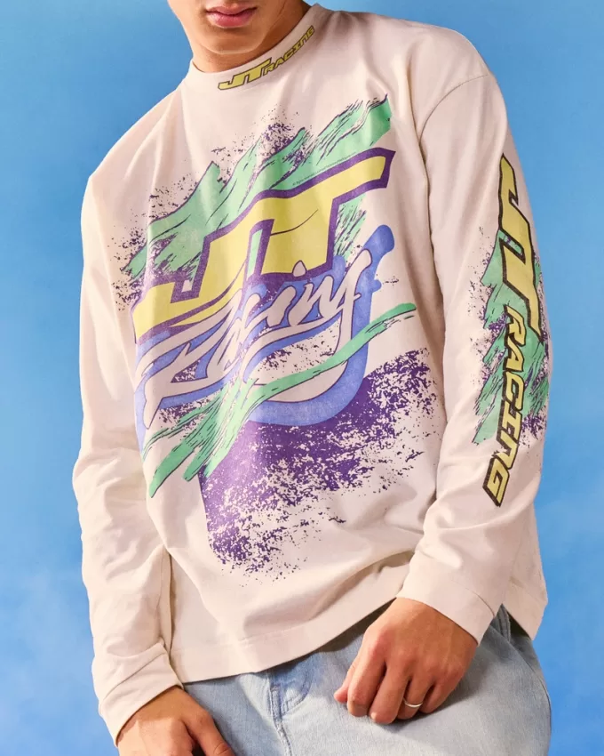 Boxy Heavyweight Long-Sleeve JT Racing Moto Jersey Tee,Boxy Heavyweight Long-Sleeve JT Racing Moto Jersey Tee