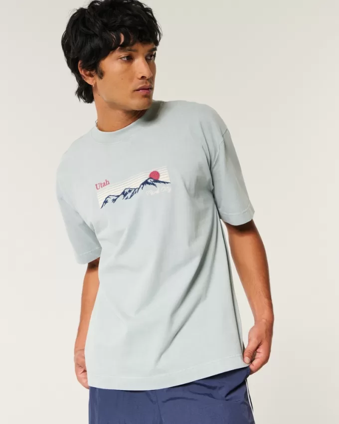 Boxy Heavyweight Park City Utah Graphic Tee,Boxy Heavyweight Park City Utah Graphic Tee