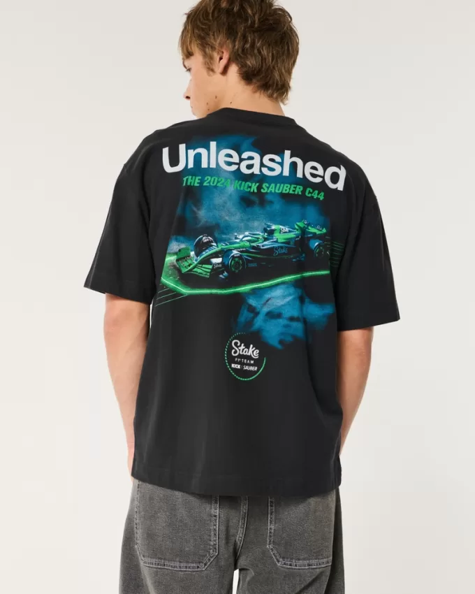 Boxy Heavyweight Stake F1 Team Kick Sauber Graphic Tee,Boxy Heavyweight Stake F1 Team Kick Sauber Graphic Tee