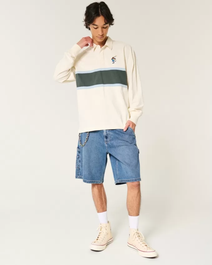 Boxy Heavyweight Tasmanian Devil Graphic Rugby Polo,Boxy Heavyweight Tasmanian Devil Graphic Rugby Polo