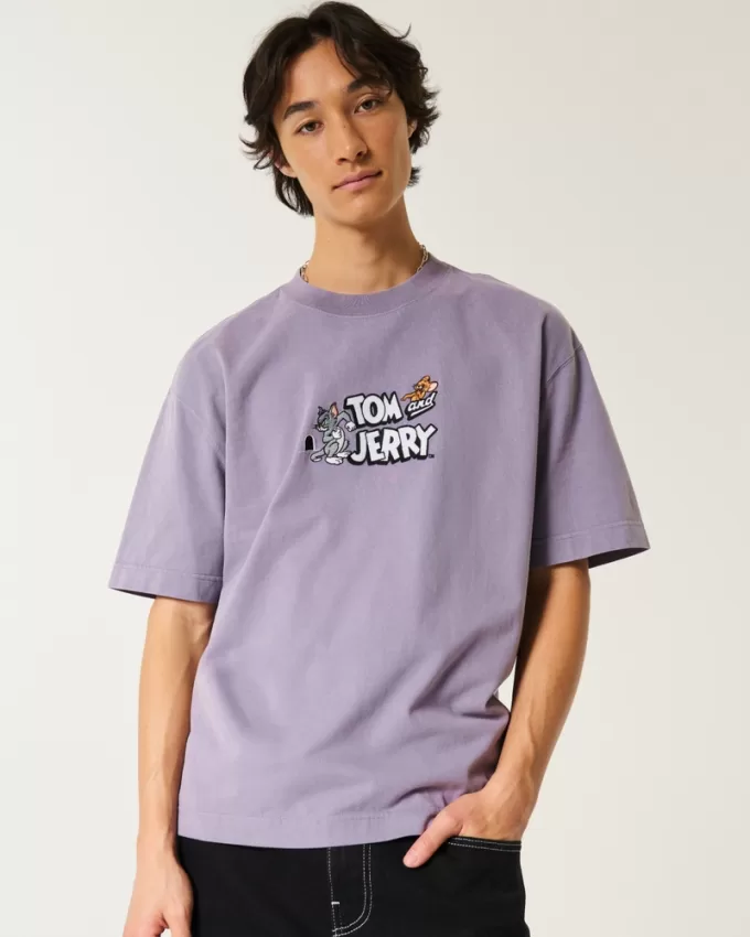 Boxy Heavyweight Tom and Jerry Graphic Tee,Boxy Heavyweight Tom and Jerry Graphic Tee