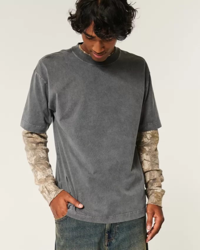 Boxy Heavyweight Washed Crew T-Shirt,Boxy Heavyweight Washed Crew T-Shirt Boxy Heavyweight Washed Crew T-Shirt,Boxy Heavyweight Washed Crew T-Shirt