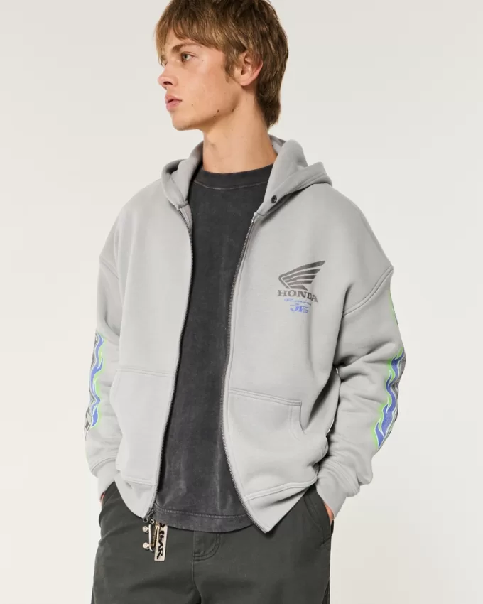 Boxy Honda Racing Graphic Zip-Up Hoodie,Boxy Honda Racing Graphic Zip-Up Hoodie Boxy Honda Racing Graphic Zip-Up Hoodie,Boxy Honda Racing Graphic Zip-Up Hoodie