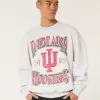 Boxy Indiana University Hoosiers Graphic Crew Sweatshirt,Boxy Indiana University Hoosiers Graphic Crew Sweatshirt