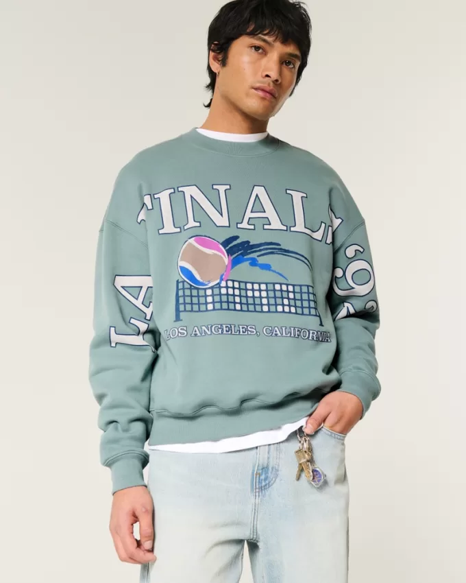 Boxy LA Finals Tennis Graphic Crew Sweatshirt,Boxy LA Finals Tennis Graphic Crew Sweatshirt Boxy LA Finals Tennis Graphic Crew Sweatshirt,Boxy LA Finals Tennis Graphic Crew Sweatshirt