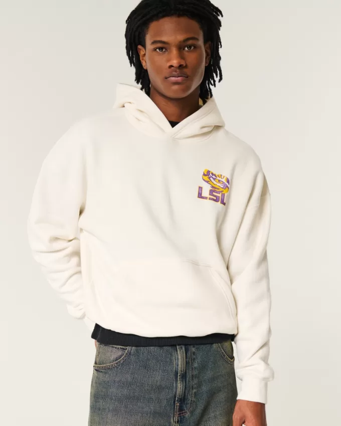 Boxy LSU Tigers Graphic Hoodie,Boxy LSU Tigers Graphic Hoodie