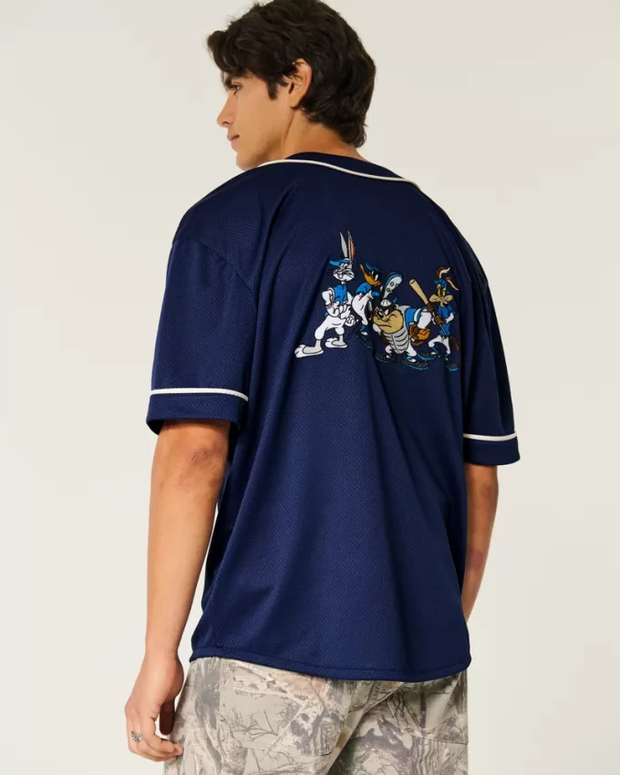 Boxy Looney Tunes Graphic Baseball Jersey,Boxy Looney Tunes Graphic Baseball Jersey