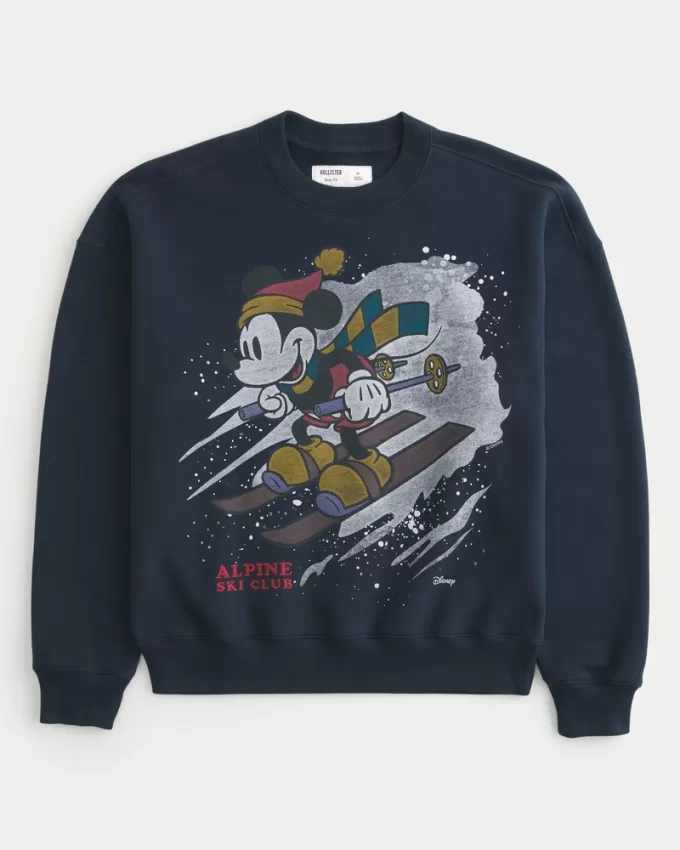 Boxy Mickey Mouse Graphic Sweatshirt,Boxy Mickey Mouse Graphic Sweatshirt