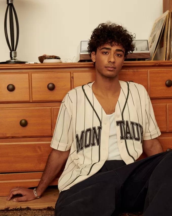 Boxy Montauk Graphic Baseball Jersey,Boxy Montauk Graphic Baseball Jersey