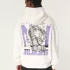 Boxy Northwestern University Wildcats Graphic Hoodie,Boxy Northwestern University Wildcats Graphic Hoodie