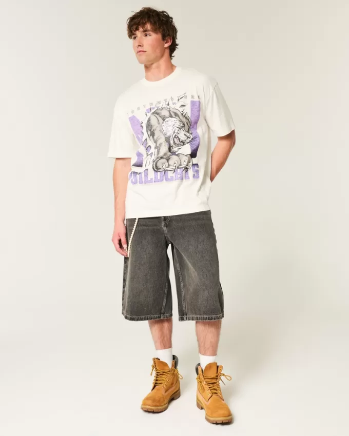 Boxy Northwestern University Wildcats Graphic Tee,Boxy Northwestern University Wildcats Graphic Tee