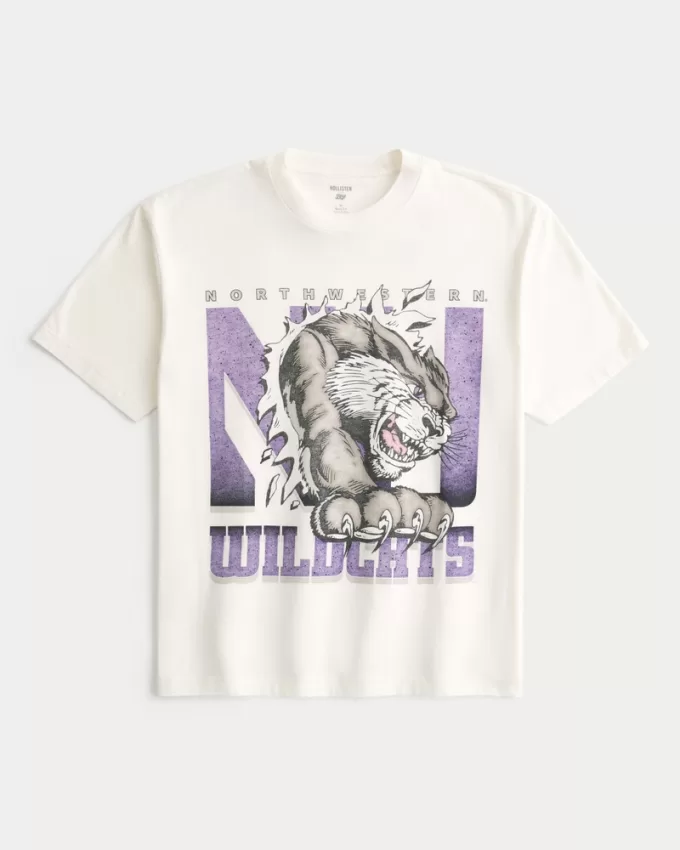 Boxy Northwestern University Wildcats Graphic Tee,Boxy Northwestern University Wildcats Graphic Tee