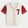 Boxy Number Graphic Baseball Jersey,Boxy Number Graphic Baseball Jersey
