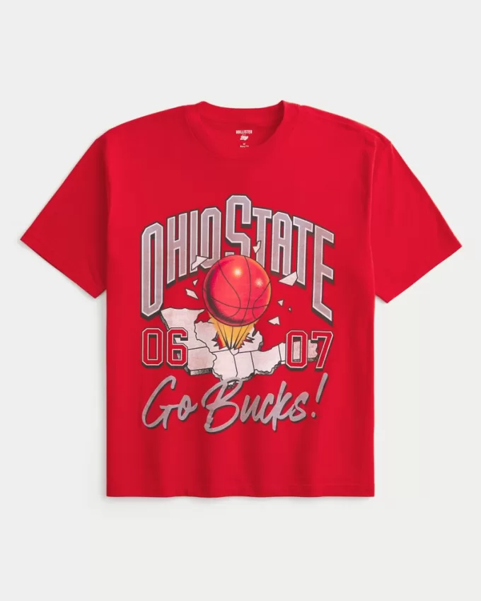 Boxy Ohio State Buckeyes Graphic Tee,Boxy Ohio State Buckeyes Graphic Tee