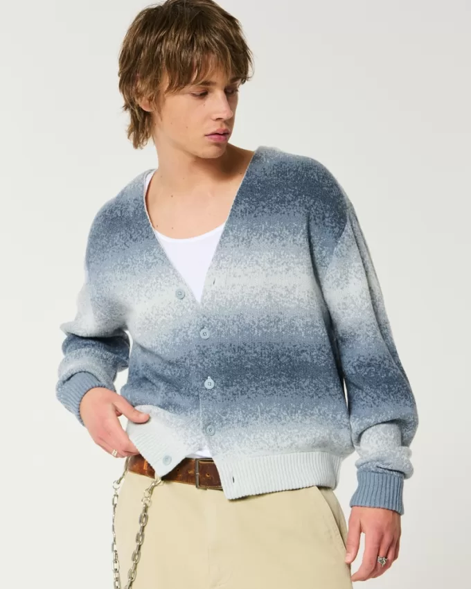 Boxy Ombre Stripe Cardigan,Boxy Ombre Stripe Cardigan