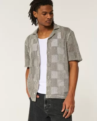 Boxy Short-Sleeve Crochet-Style Shirt,Boxy Short-Sleeve Crochet-Style Shirt Boxy Short-Sleeve Crochet-Style Shirt,Boxy Short-Sleeve Crochet-Style Shirt