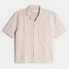 Boxy Short-Sleeve Crochet-Style Shirt,Boxy Short-Sleeve Crochet-Style Shirt